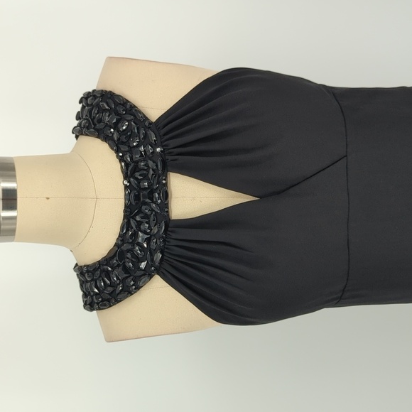 WHBM Beaded Halter Maxi Column Dress Black 2 preppy evening wedding classic - Picture 3 of 7